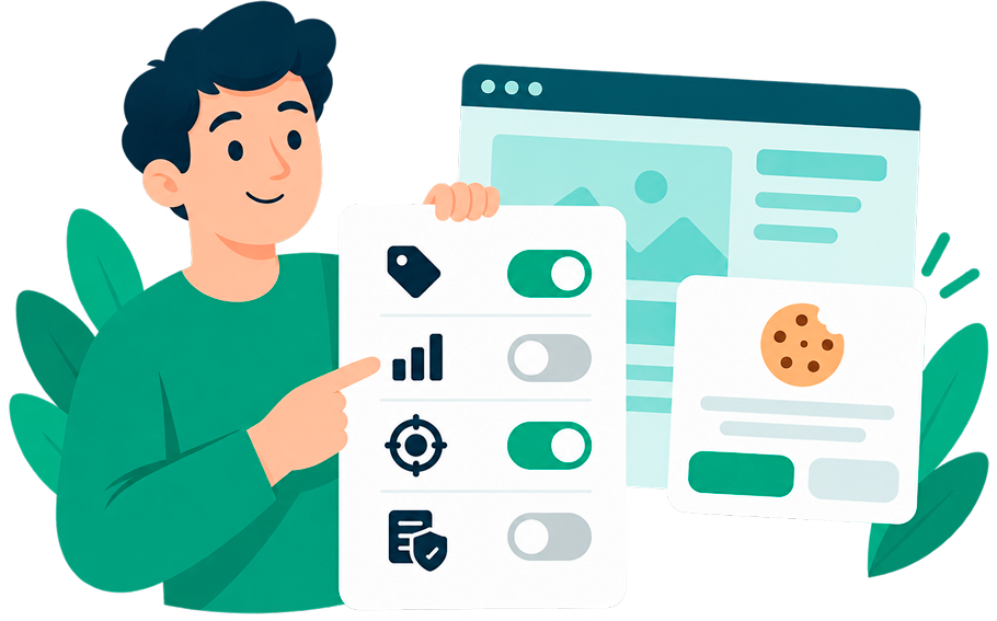 Illustration af CookiePopup til marketing og tracking